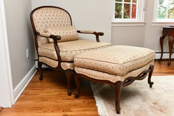 Ethan Allen Oversized Upholstered Arm Chair With Ottoman