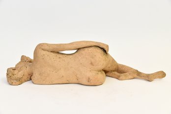 Reclining Nude Rear View Sculpture By Charles Reina - Signed