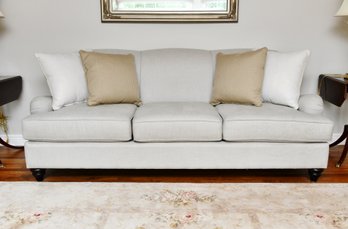Bassett Fabric Three Seat Sofa With Accent Pillows