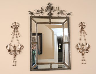 Ornate Venetian Rectangular Wall Mirror With Cartouche Top