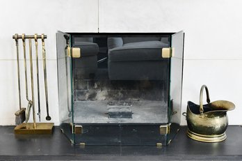 Fireplace Glass Screen And Tools
