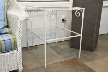 Iron And Glass White Side Table