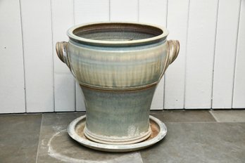 Round Dual Shouldered Glazed Flower Pot