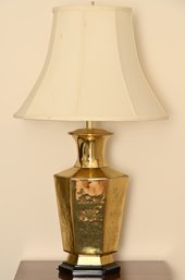 Etched Brass Table Lamp With Floral Motif