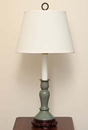 Crackle Finish Celadon Green Candle Style Table Lamp