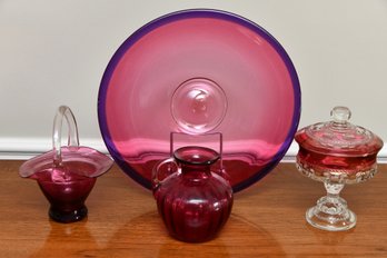 Clear And Rose Colored Glass Set