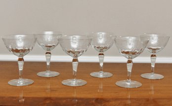 Vinage Etched Champagne Glasses