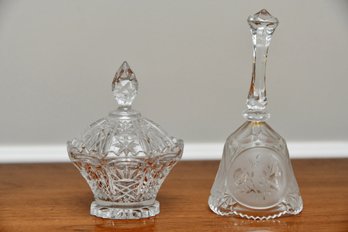 Crystal Bell And Covered Candy Dish