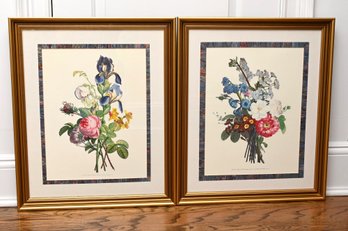 Pair Of Botanical Prints In Gold Frames