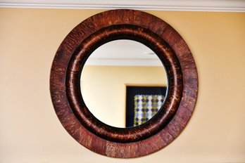 Pottery Barn Imitation Wood Bark Round Mirror