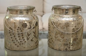 Mercury Glass Pair Of Jars