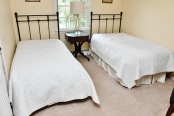Pair Of Twin Beds With Metal Headboards