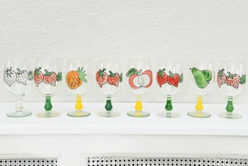 8 Hand Painted Water Goblets