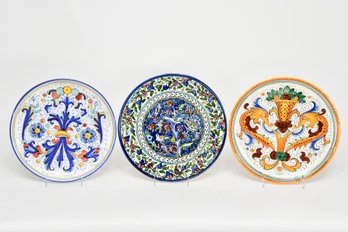Hand Painted Plate Trio