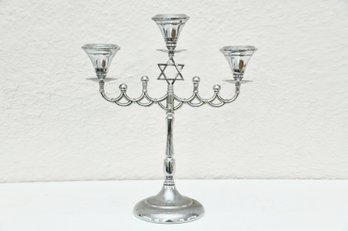 Judaica 3 Light Silver Candelabra