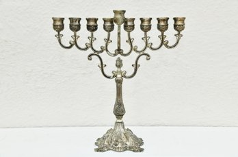 Baroque Style Silver Menorah