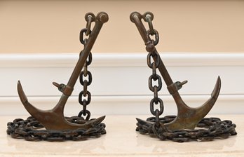 Maitland-Smith Brass Chain And Anchor Bookends