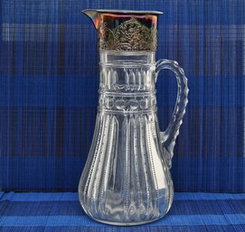 Antique American Cut Crystal Silver Mounted Pitcher