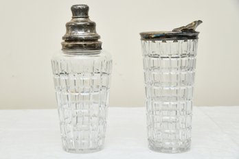 Sterling Silver And Glass Cocktail Shaker With Silver Plated Pourer