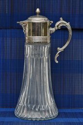 Silverplate Top And Crystal Italian Claret Pitcher