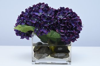 Purple Floral Display With Glass Vase