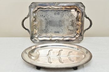 Two Silver Plated Serving Trays
