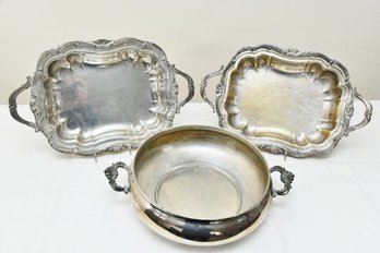 Three Silver Plated Serving Bowls