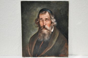 Jolan Szilagyi (1895 - 1971) Rabbi Oil On Canvas
