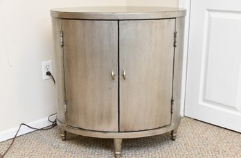 Silver Painted Wood Oblong Storage Side Table