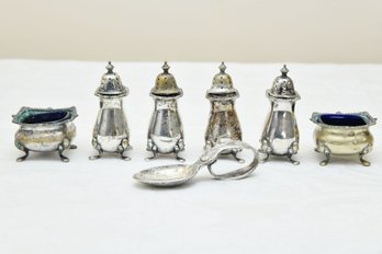 William Adams Silver Plated Salt Shakers And Dishes
