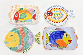 Assortment Of Hand Painted Fish Trays