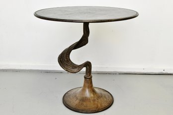 Mid Century Heavy Bronze Table With Swirl Base
