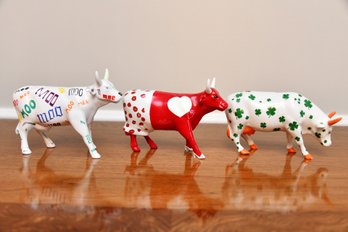 Trio Of CowParade Figurines Including Moo Cow