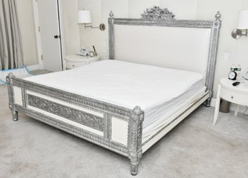 Silver Leaf Baroque King Bed Ostrich Skin Bed Frame Paid $15,000