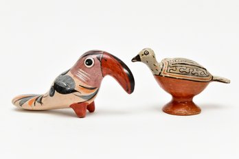 Pair Of Clay Birds Including Toucan