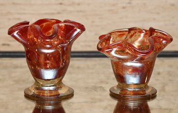 Free Form Small Vases Murano Style Set Of 2