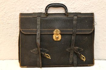Vintage Art Deco Split Cowhide Leather Attache