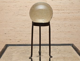 Crystal Ball On Wrought Iron Pedestal