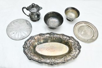 Silver Plated Bowls, Dishes, Creamer, Trivet