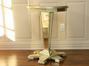 Mirrored Top Round Side Table