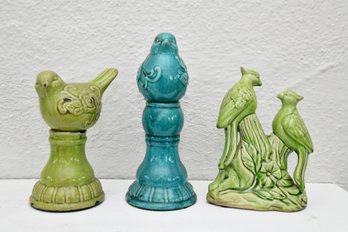 Trio Of Ceramic Bird Statues