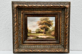 Landscape Oil Painting In Wooden Frame