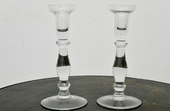 Blown Glass Tapered Candlesticks 10 Inches Tall
