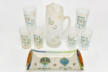 Hand Painted Drinking Set With George Briard Tray