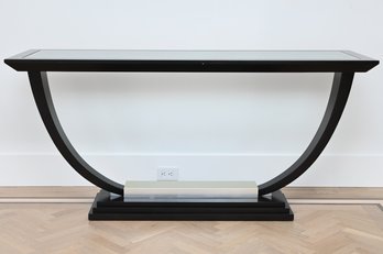 Black And Glass Top Console Table