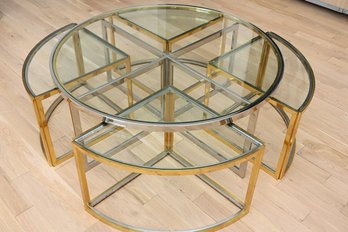 Regency Gold Glass Coffee Table Set