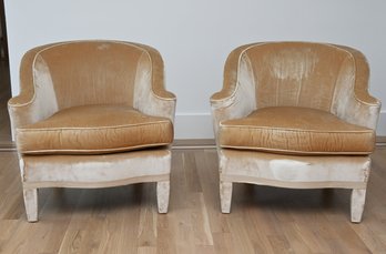 Gold Velvet Side Chairs - A Pair