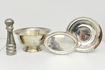 Silver Plate Assortment Including Large Bowl