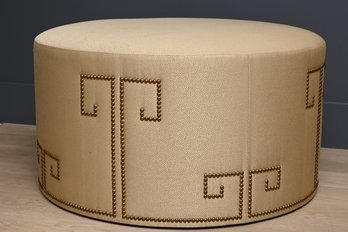 Gold Leather Nailhead Ottoman