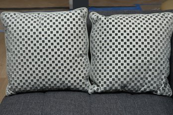 Blue/Green Check Down Filled Throw Pillows